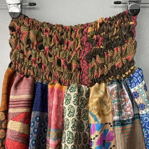 Henna Silky Mini Skirt Size Small Panel Shirred Dopamine Rave Festival Gypsy thumbnail 4