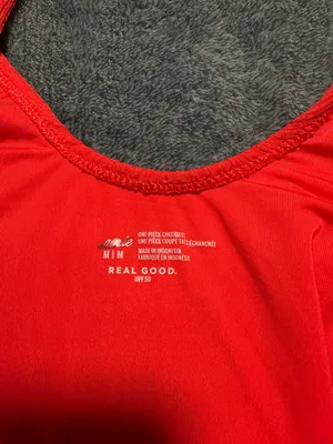 NWOT Aerie Crinkle Birthday Scoop Cheekiest One Piece‎ Swimsuit Size Medium Red thumbnail 3