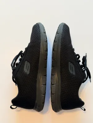 Skechers Work SLIP RESISTANT lace up mesh knit black women's sneakers sz 7 thumbnail 6