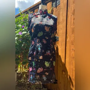 Vintage 90’s Solz Squirrel Cheongsam Qipao Dress Black Size 38 US Size S 4/5 EUC thumbnail 2