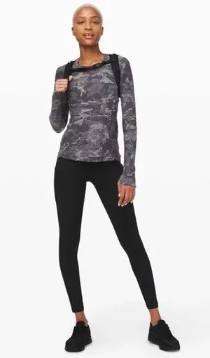 Lululemon grey camo long sleeve athletic shirt size 8 thumbnail 4