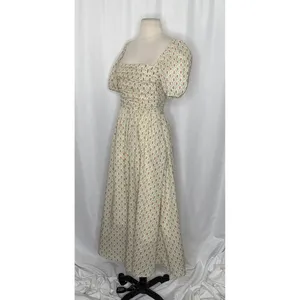 O.P.T.‎ One Pretty Time River Smocked Floral Midi Dress Puff Sleeves X-Small thumbnail 4