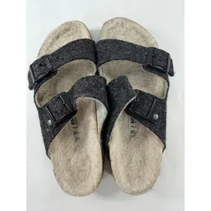 Birkenstock Arizona Shearling Anthracite Wool Felt Sandals 36 L5 Narrow Black thumbnail 4