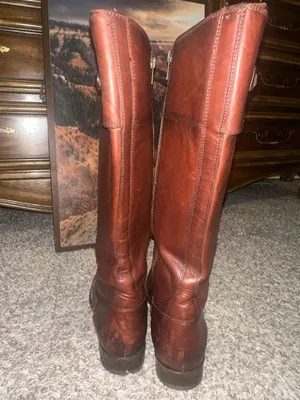FRYE Molly Button Tall Brown Leather Riding Boots thumbnail 4