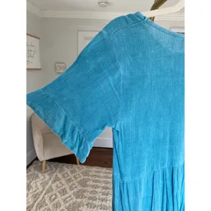 H.I.P. Blue Babydoll Mini Dress Gauze Boho Coastal Core‎ XS Cottagecore Summer thumbnail 4