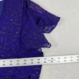 Ramy‎ Brook Purple Silk Metallic Flutter Sleeve Smocked Waist Blouse XS thumbnail 3