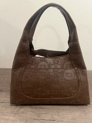 Chocolate Brown Embossed Shoulder Bag with Skull Patch by Ed Hardy thumbnail 6