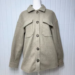 Avec Les Filles Tan Oat Melange Utility Shacket‎ Jacket Size S thumbnail 11