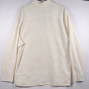 Banana Republic Cream Linen Blend Embroidered Split Neck Tunic Top‎ Womens L thumbnail 4