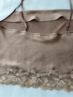 Vintage Victoria's Secret Y2K Satin Cowl Neck Cami Top Lace Trim Mauve Size L thumbnail 6