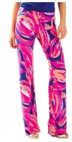 Lilly Pulitzer Georgia May Palazzo Pants Bomber Blue Plume Bloom thumbnail 2