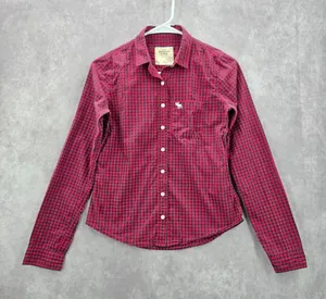 Abercrombie & Fitch Red Blue Plaid Tartan Button Down Long Sleeve Shirt‎ Top XS thumbnail 1