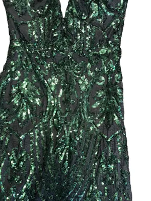 Viviana Formal Sequin Mermaid Dress black and green size small thumbnail 11