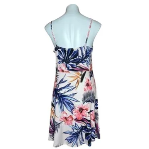 Boohoo Pink Tropical‎ Floral Tie Front Cutout Skater Dress Summer Vacation thumbnail 3