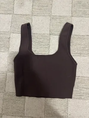 Glassons Dark Brown Ribbed Scoop Crop Tank thumbnail 2