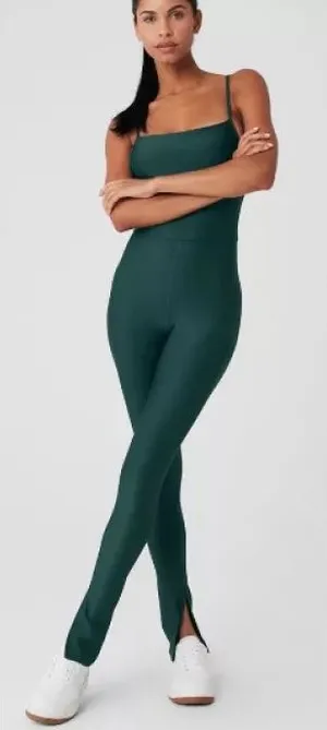 Alo Yoga Airlift Disco Daze Onesie Jumpsuit Forest Green XS thumbnail 1