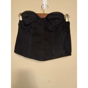 Zara‎ Black Denim Bustier Corset Top Strapless Sweetheart Neck S Festival Baddie thumbnail 4