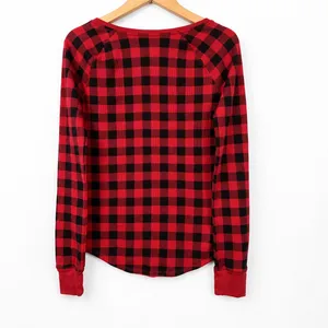 PINK Victoria's Secret Sleep Set Waffle Knit Women M Red Black Buffalo Plaid thumbnail 4