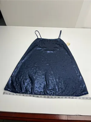 Intimately Free People Time To Shine Navy Blue Sequin Slip Dress Mini XS NEW thumbnail 9