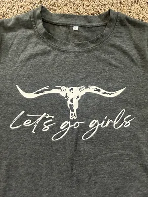 Charcoal Graphic Tee "Let's Go Girls" Gray thumbnail 3