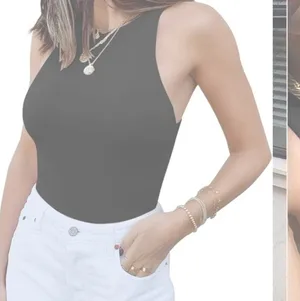 Sexy Slevless Racer Back Halter Neck Bodysuit tank top Size large new with ta thumbnail 4