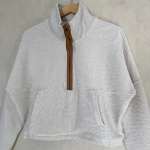 Prana Women's Organic Cotton Long Sleeve Escambia Half Zip Pullover in Cream S thumbnail 3