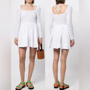 NEW STAUD cassidy Long sleeves mini dress white Sz S thumbnail 2
