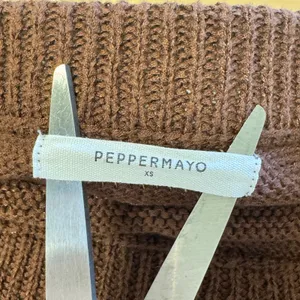 Peppermayo Chocolate Brown Knit Mini Skirt XS Textured Elastic Waist Ribbed Boho thumbnail 5