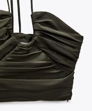 ZARA Satin Effect Drapped Halter Top thumbnail 1