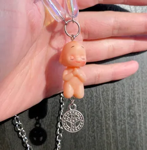 Handmade Kawaii retro y2k angel baby kewpie doll “LOVE&PEACE”🕊🌈✌️unisex necklace👼 thumbnail 4
