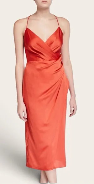 Jay Godfrey Prime Asymmetric Spaghetti Strap Satin Wrap Dress | Size 4 thumbnail 1