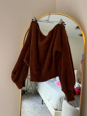 American Threads Brown Off Shoulder Sweater thumbnail 4