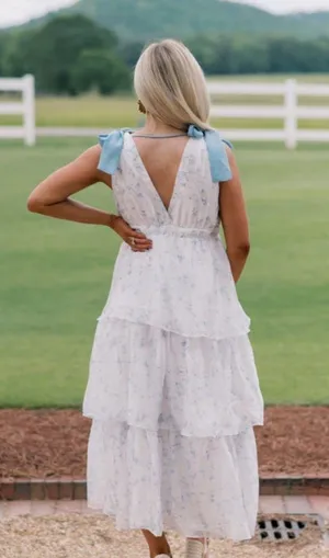 Ruffle Midi Dress White thumbnail 2