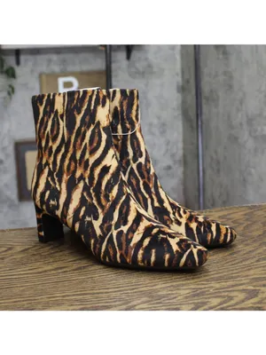 NWT A New Day Womens Tigris Boots Block Heel 94568630 Tiger Print Brown 9M thumbnail 2