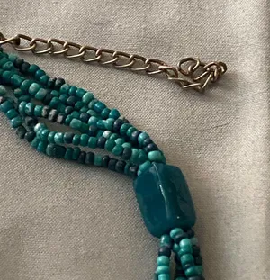 16” Multi Strand Necklace Turquoise Teal Green Blue Beads Various Sizes Vintage thumbnail 5