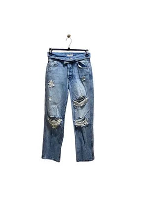 Revice Denim Fold Over Waist Baggy Denim Jeans Blue Size 28 Distressed Retro thumbnail 2