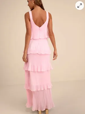 Lulus XL NEW Elegant Nature Blush Pink Pleated Sleeveless Tiered Maxi Dress thumbnail 10