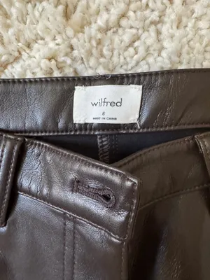 Aritzia Leather Wilfred Melina Pants Vegan Brown thumbnail 2