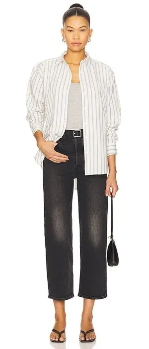 Levi's Ribcage Straight Ankle Jeans Black High Rise Stretch Cropped Denim 28 thumbnail 1