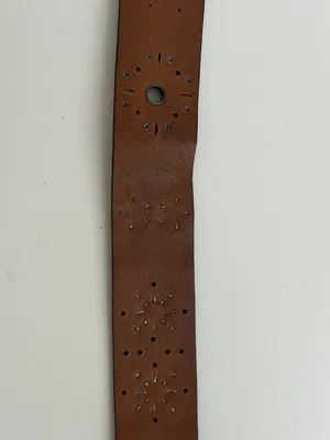 Y2K Fossil Belt Leather Studded Flower Black Brown Silver Gold Gunmetal Buckle thumbnail 14