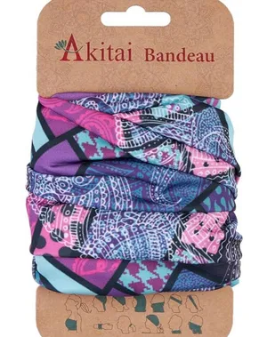 Akitai Boho Bandeau Headband - Geo Pink and Paisleys Pattern - #1036 thumbnail 1
