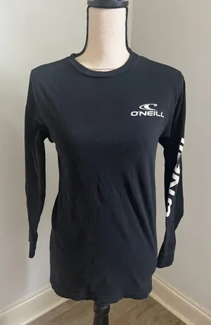 O'Neill Small Black Long Sleeve Graphic Tee Cotton Granola Unisex Skater Beach thumbnail 1
