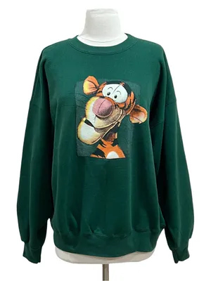 Vintage Disney World Winnie the Pooh Tigger Deep Green Crewneck Sweatshirt Sz XL thumbnail 10