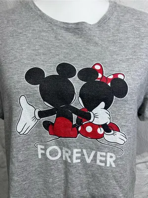 Disney Mickey Minnie Mouse Forever Gray Graphic T-Shirt Women’s L thumbnail 5