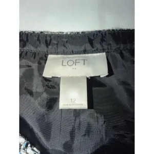 LOFT Plaid Tweed Mini‎ Skirt Blue Black White Lined Sz 12 Preppy Academia thumbnail 3