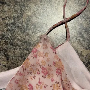 White Moon Dress Y2K Boho Cottage Romantic Fairycore Floral Midi Pink Large Flaw thumbnail 4