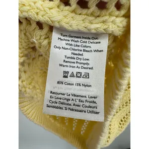 Eddie Bauer Womens S Butter Yellow Open Knit V Neck Sweater Coastal Pointelle thumbnail 8