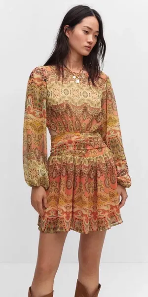 MANGO Size 4 Oli Paisley Print Mini Dress thumbnail 1