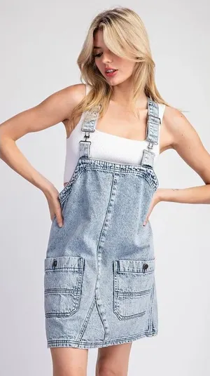 Free People We The Free Denim Overall Dress Indigo Medium thumbnail 1