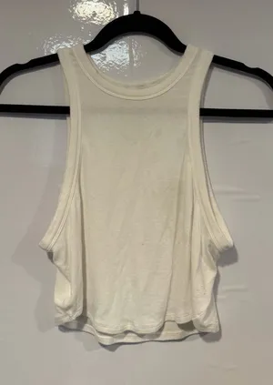 lululemon athletica White Ribbed Cropped Tank‎ thumbnail 1